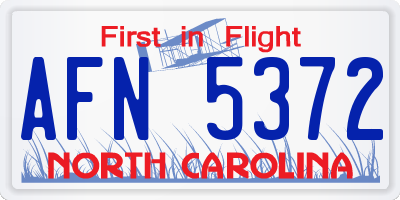 NC license plate AFN5372