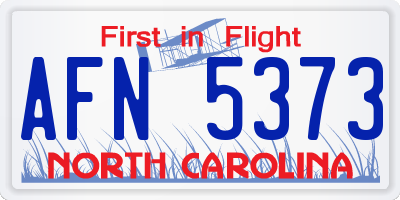 NC license plate AFN5373