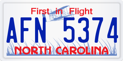 NC license plate AFN5374