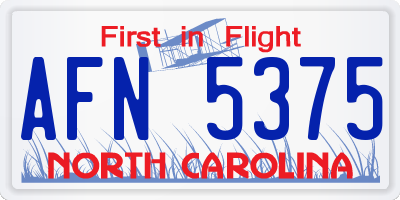 NC license plate AFN5375