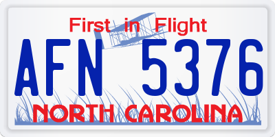 NC license plate AFN5376