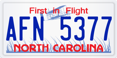 NC license plate AFN5377