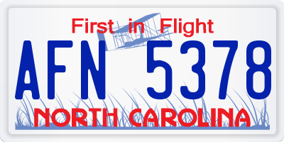 NC license plate AFN5378