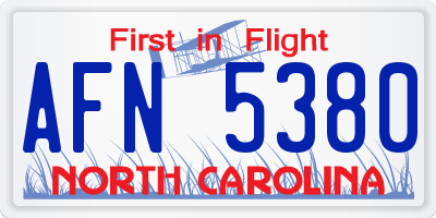 NC license plate AFN5380