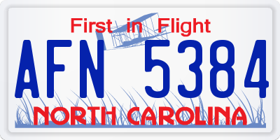 NC license plate AFN5384