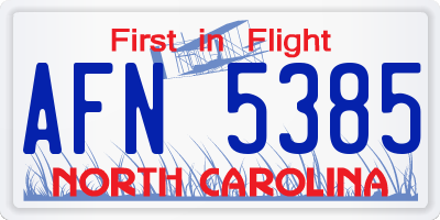 NC license plate AFN5385
