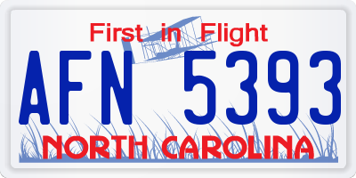 NC license plate AFN5393