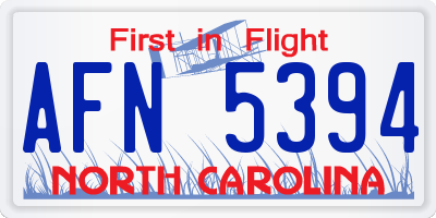 NC license plate AFN5394