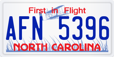 NC license plate AFN5396