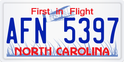 NC license plate AFN5397