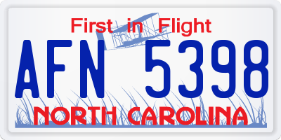 NC license plate AFN5398
