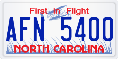 NC license plate AFN5400