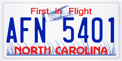 NC license plate AFN5401