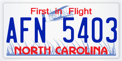 NC license plate AFN5403