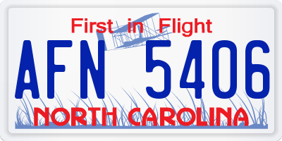 NC license plate AFN5406