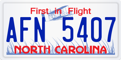 NC license plate AFN5407