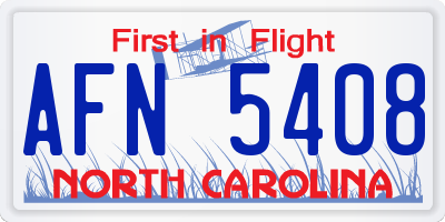 NC license plate AFN5408