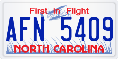 NC license plate AFN5409