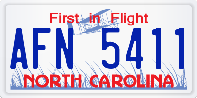 NC license plate AFN5411