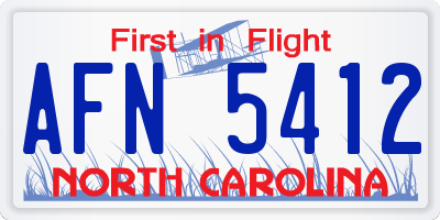 NC license plate AFN5412