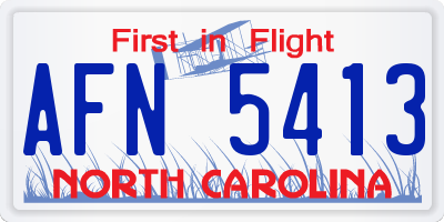 NC license plate AFN5413