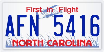NC license plate AFN5416