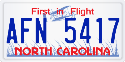 NC license plate AFN5417