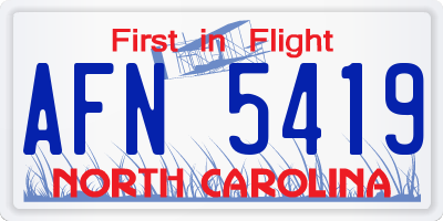 NC license plate AFN5419