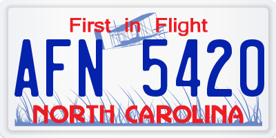 NC license plate AFN5420