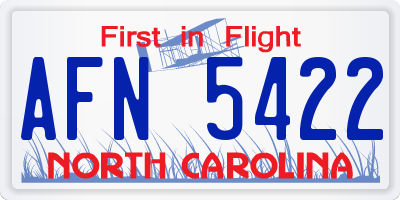 NC license plate AFN5422