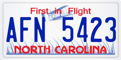 NC license plate AFN5423