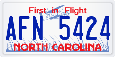 NC license plate AFN5424