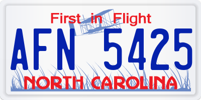 NC license plate AFN5425
