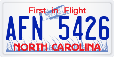 NC license plate AFN5426