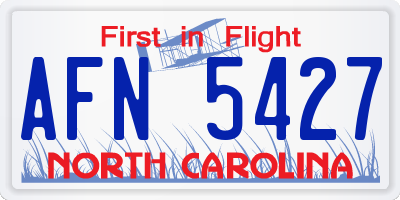 NC license plate AFN5427