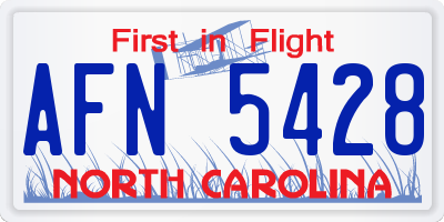 NC license plate AFN5428