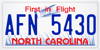 NC license plate AFN5430