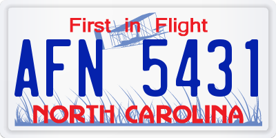 NC license plate AFN5431