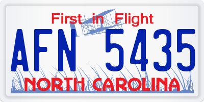 NC license plate AFN5435