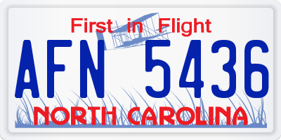 NC license plate AFN5436