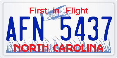 NC license plate AFN5437
