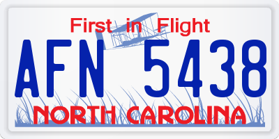 NC license plate AFN5438