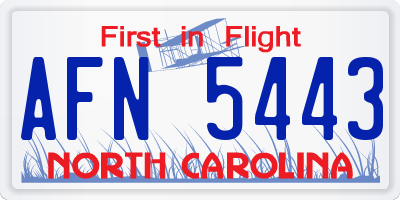 NC license plate AFN5443