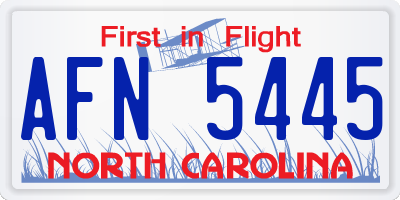 NC license plate AFN5445