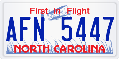 NC license plate AFN5447