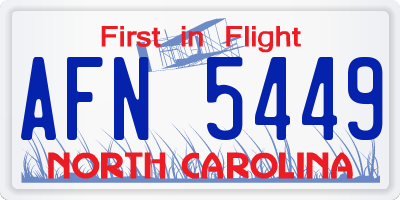 NC license plate AFN5449