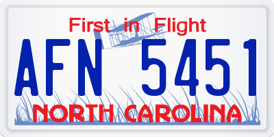NC license plate AFN5451