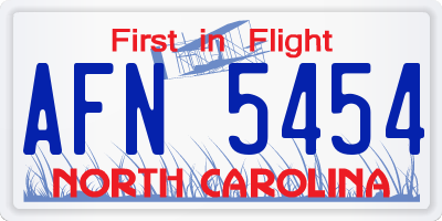 NC license plate AFN5454