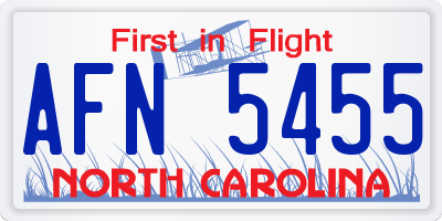 NC license plate AFN5455
