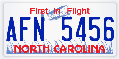 NC license plate AFN5456